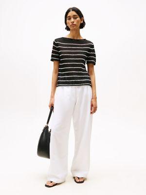 Short-Sleeve Textured Open-Knit Sweater Product Image