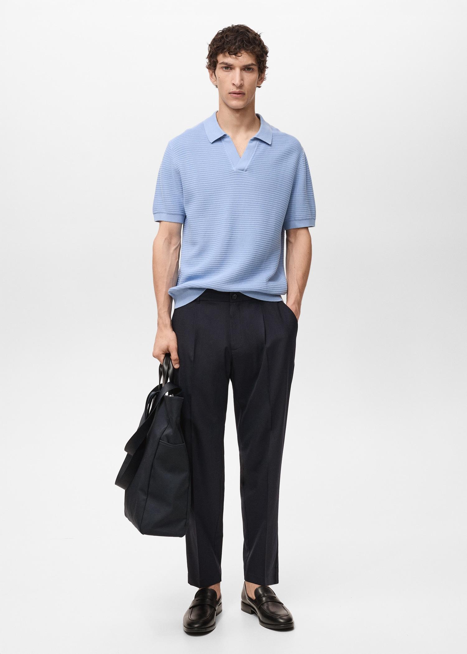 Slim-fit pleated cool wool pants - Men | MANGO USA Product Image