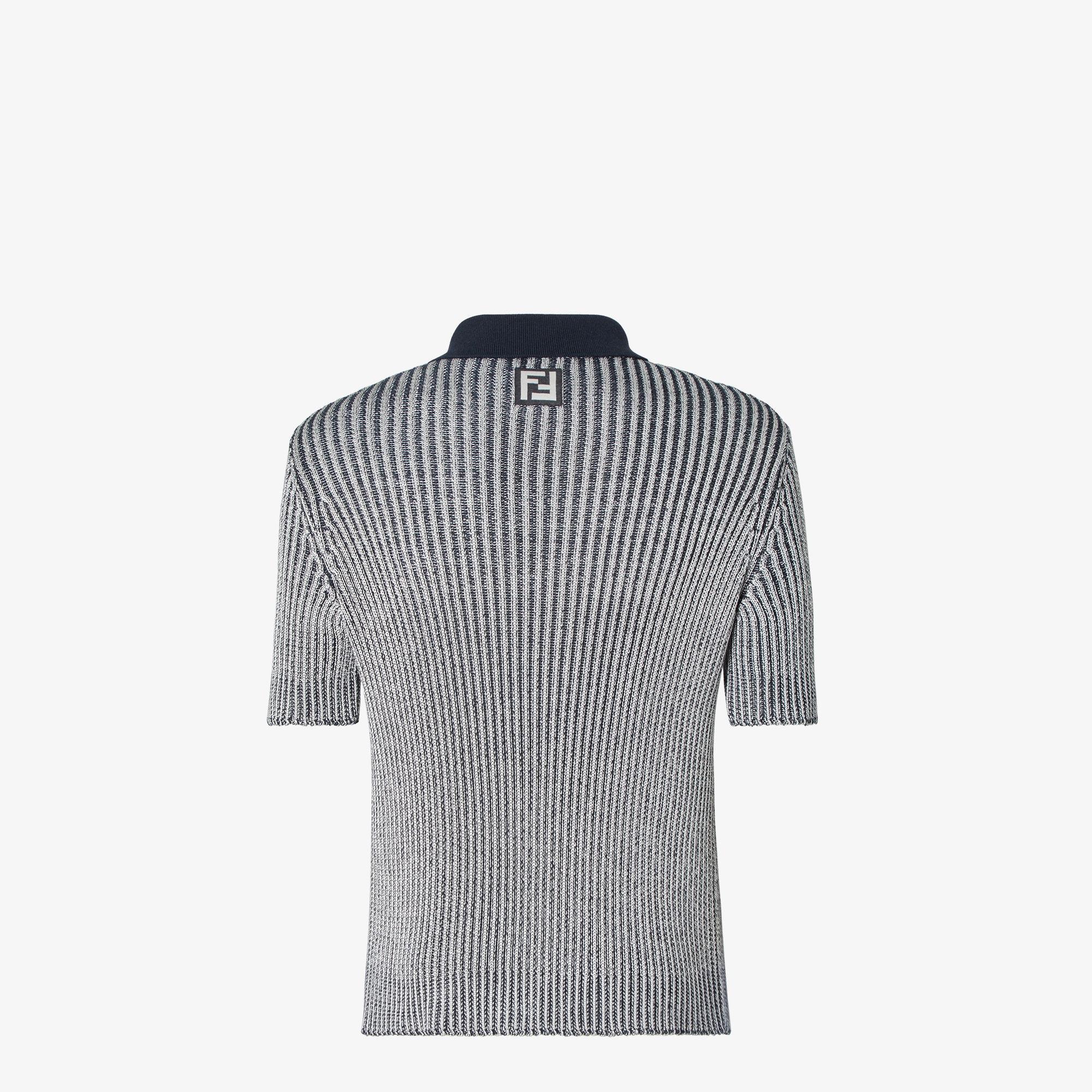 Polo shirtBlue cotton and viscose polo shirt Product Image