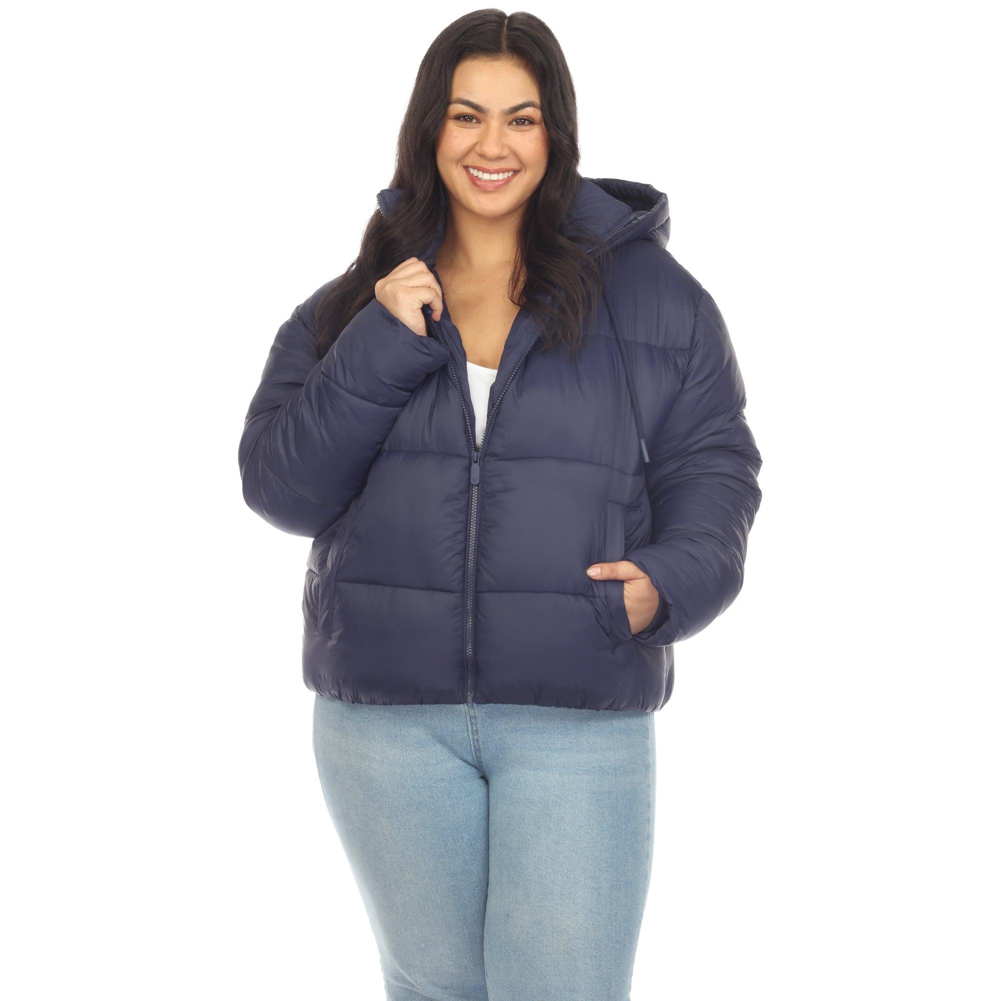 Full Front Zip Hooded Bomber Puffer Coat - Plus Product Image