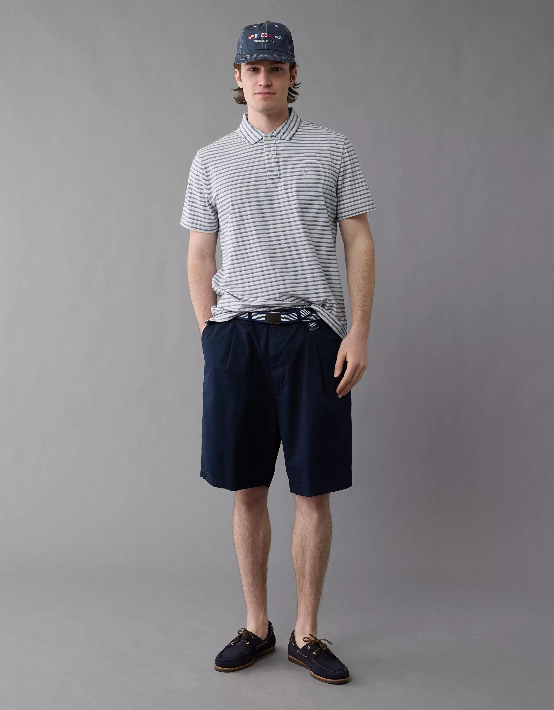 AE 24/7 Club Logo Striped Polo Shirt Product Image