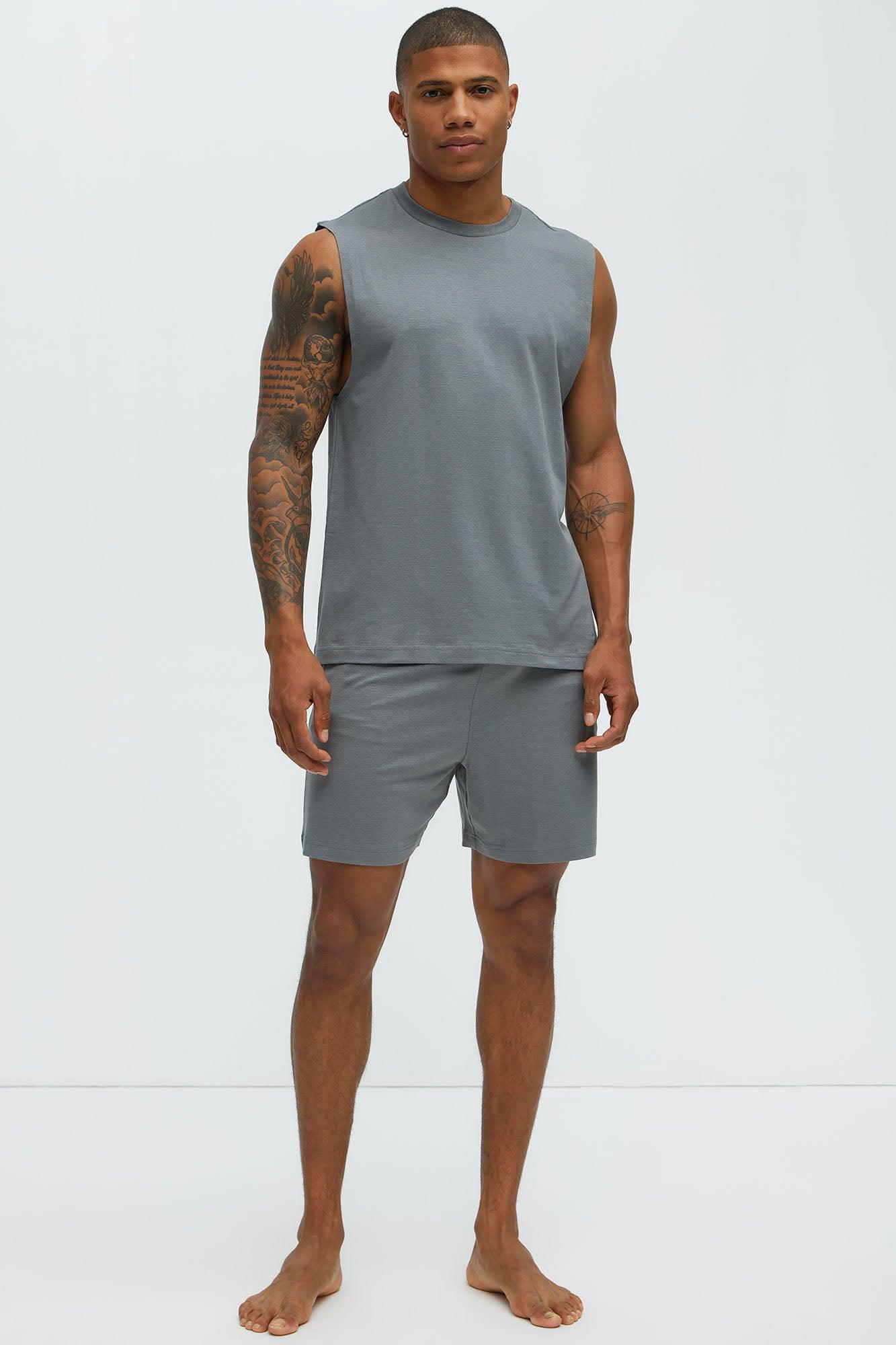 Essential Modal Lounge Sleeveless Muscle Tee - Slate Grey Product Image