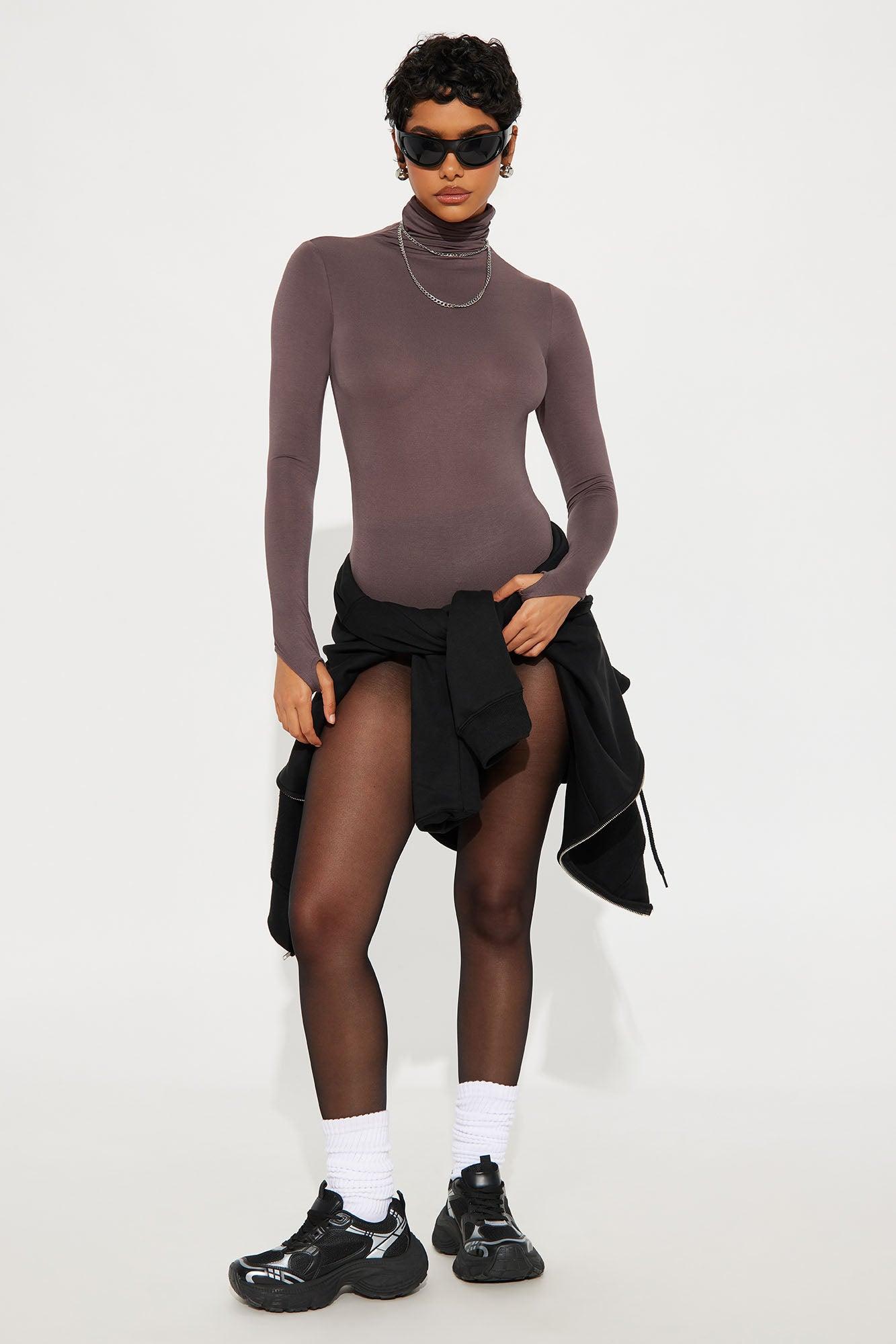 Modal Open Back Bodysuit - Chocolate Female Product Image