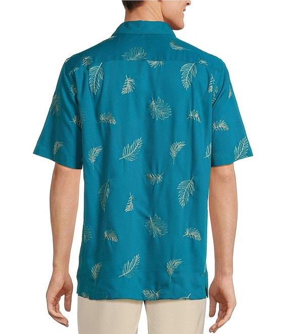 Caribbean Leaf Embroidery Short Sleeve Woven Shirt Product Image
