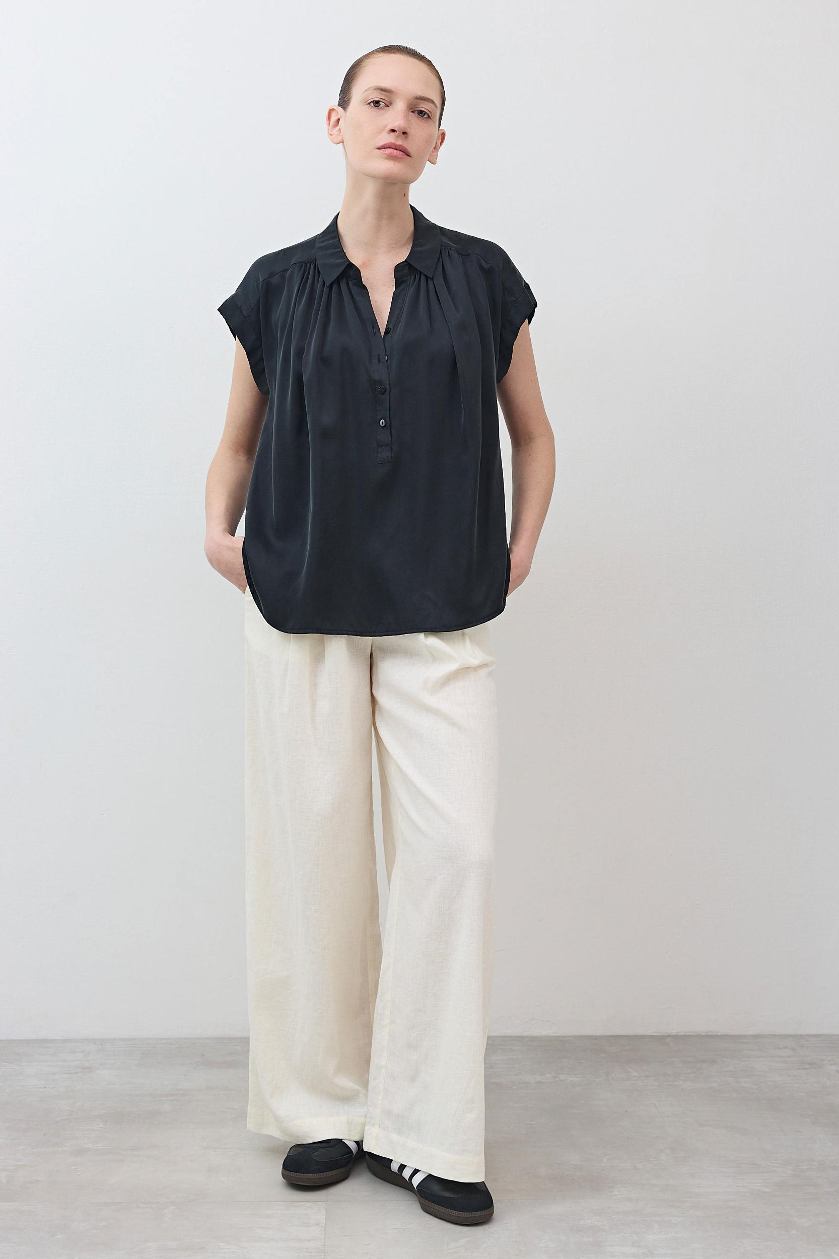 The Nonchalant Oversized Silk Blouse Product Image