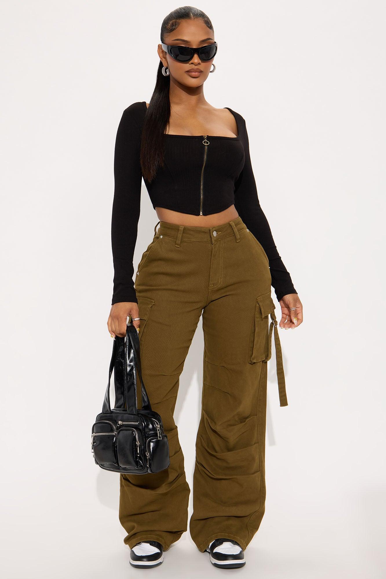 Tiara Cropped Ribbed Long Sleeve Top - Black Female Product Image