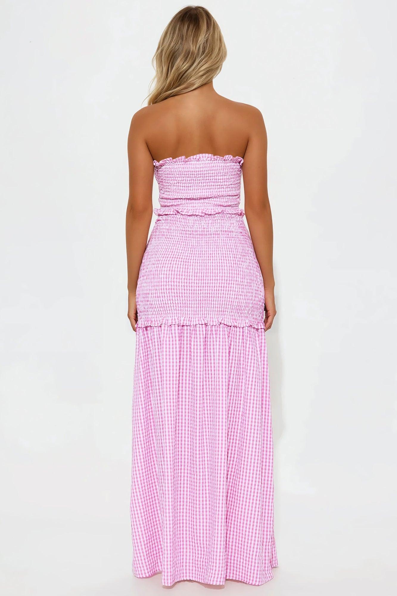 Delilah Gingham Smocked Maxi Dress - Pink/combo Product Image
