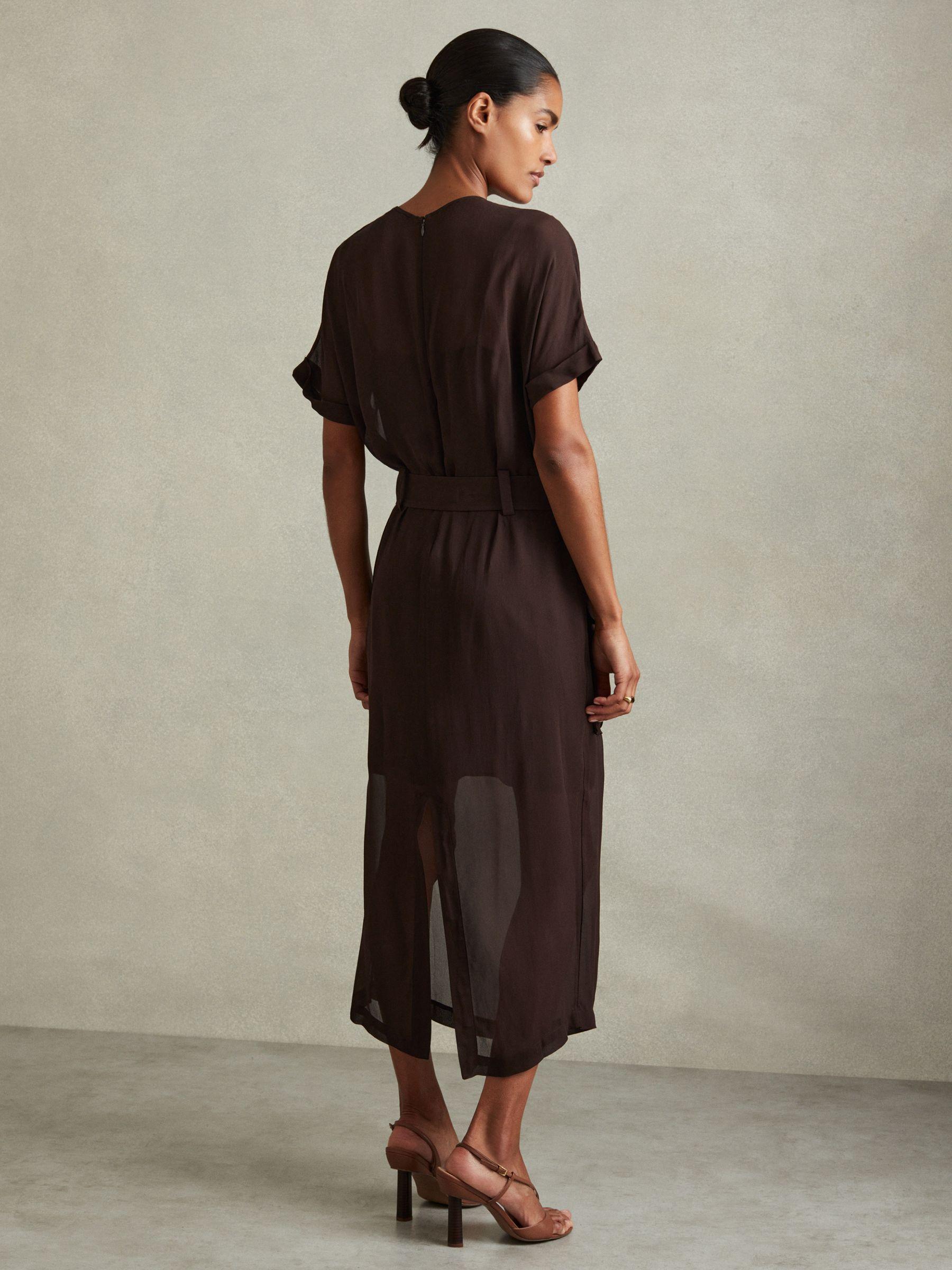 Essie Chocolate Mesh Utility Belted Midi Dress Product Image
