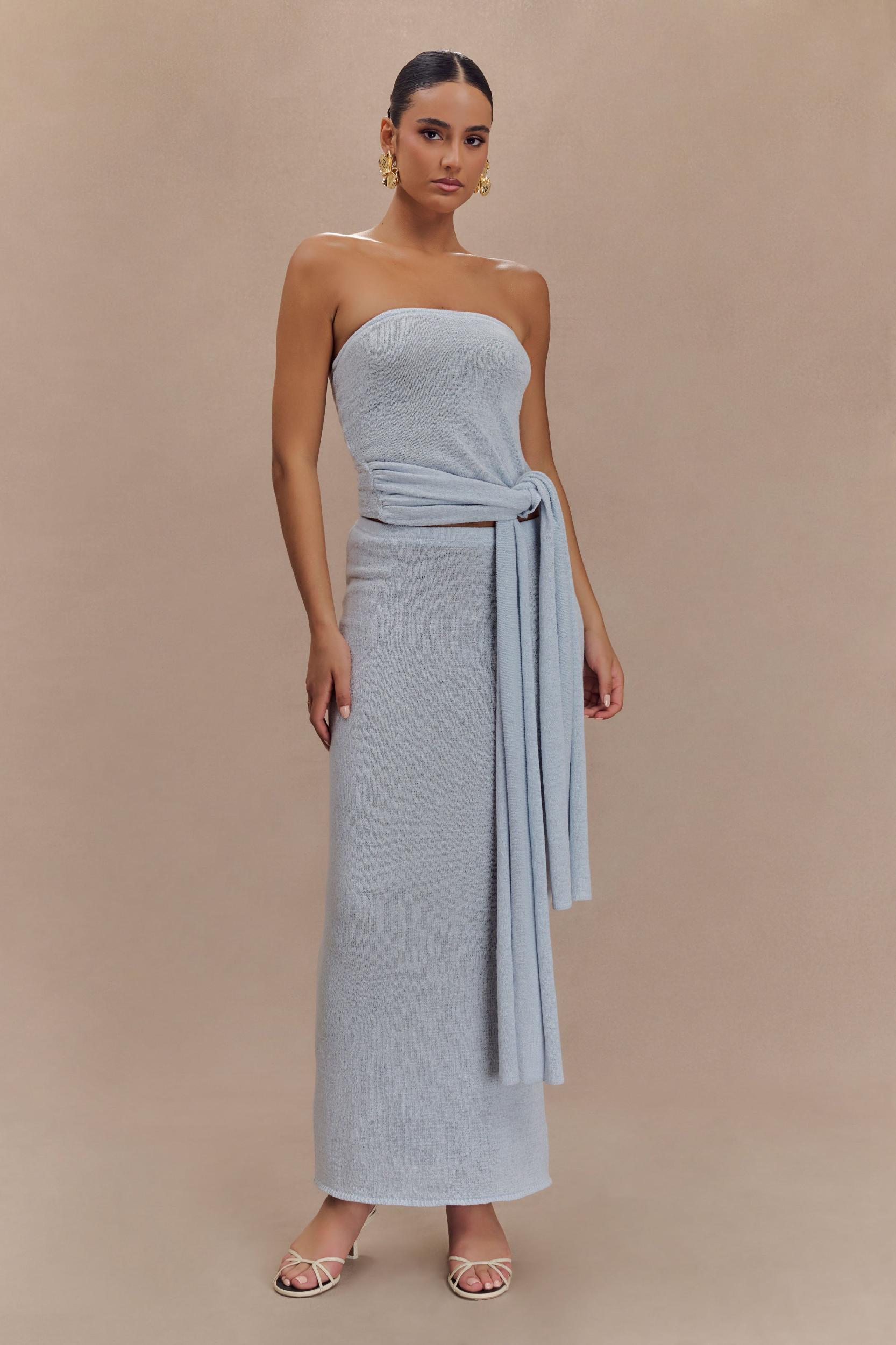 Phoebe Knit Maxi Skirt - Ice Blue Product Image