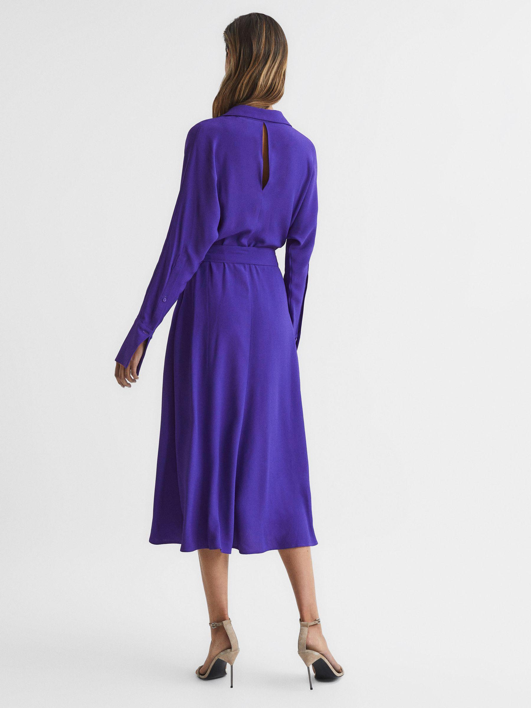Wrap Shirt Midi Dress in Purple Product Image