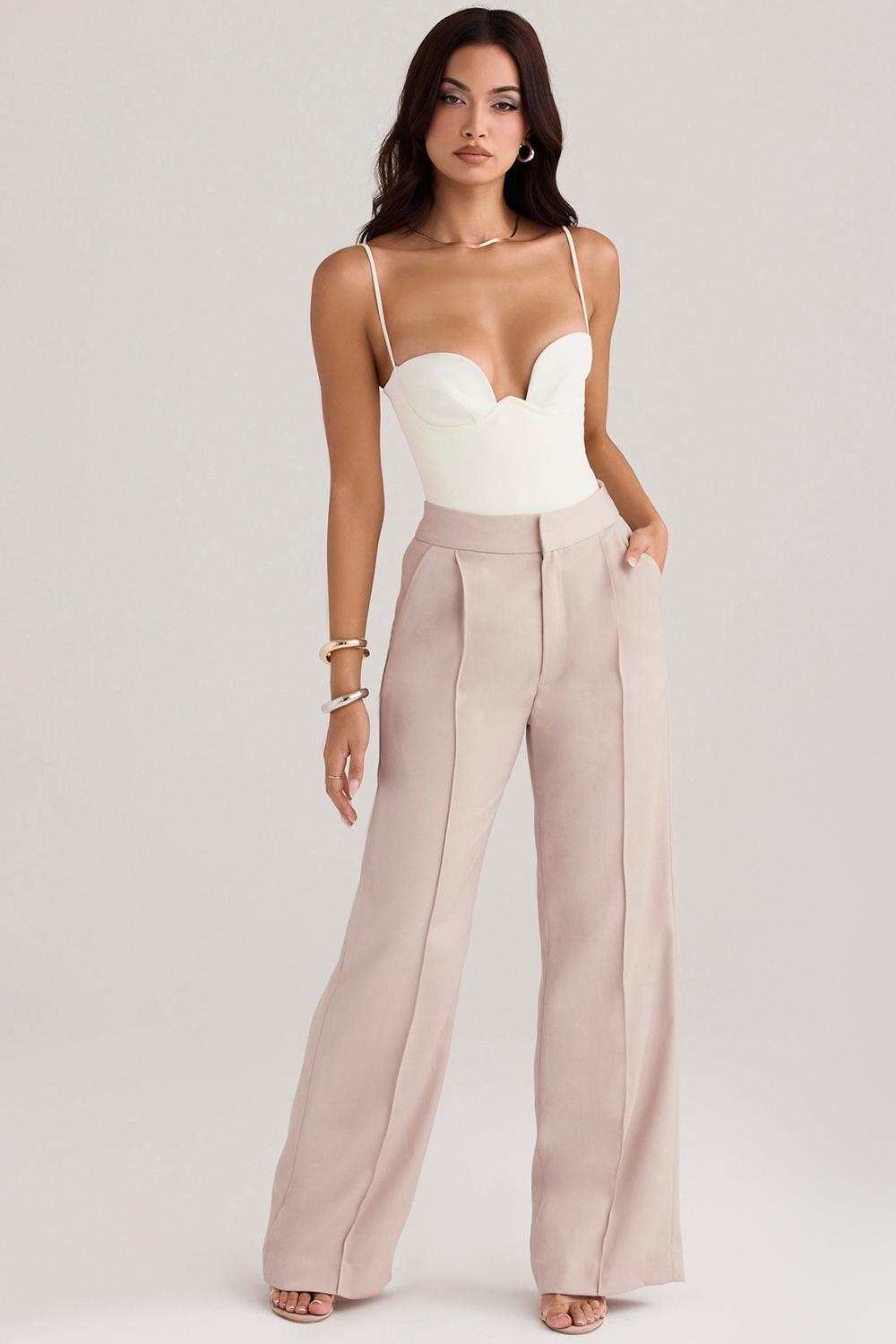 Alivia  beige loose fit trousers Product Image