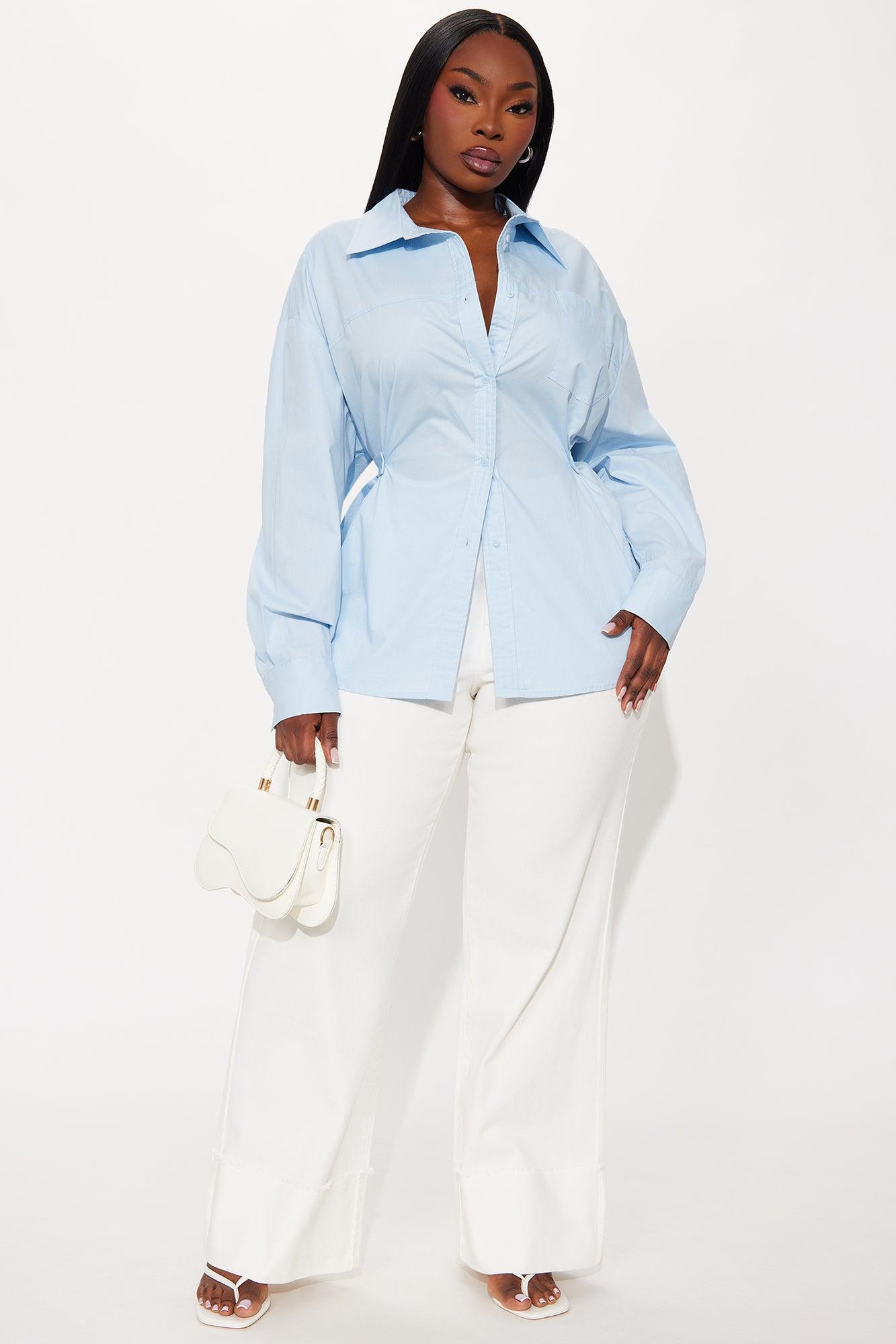 Sofia Poplin Shirt - Blue Product Image