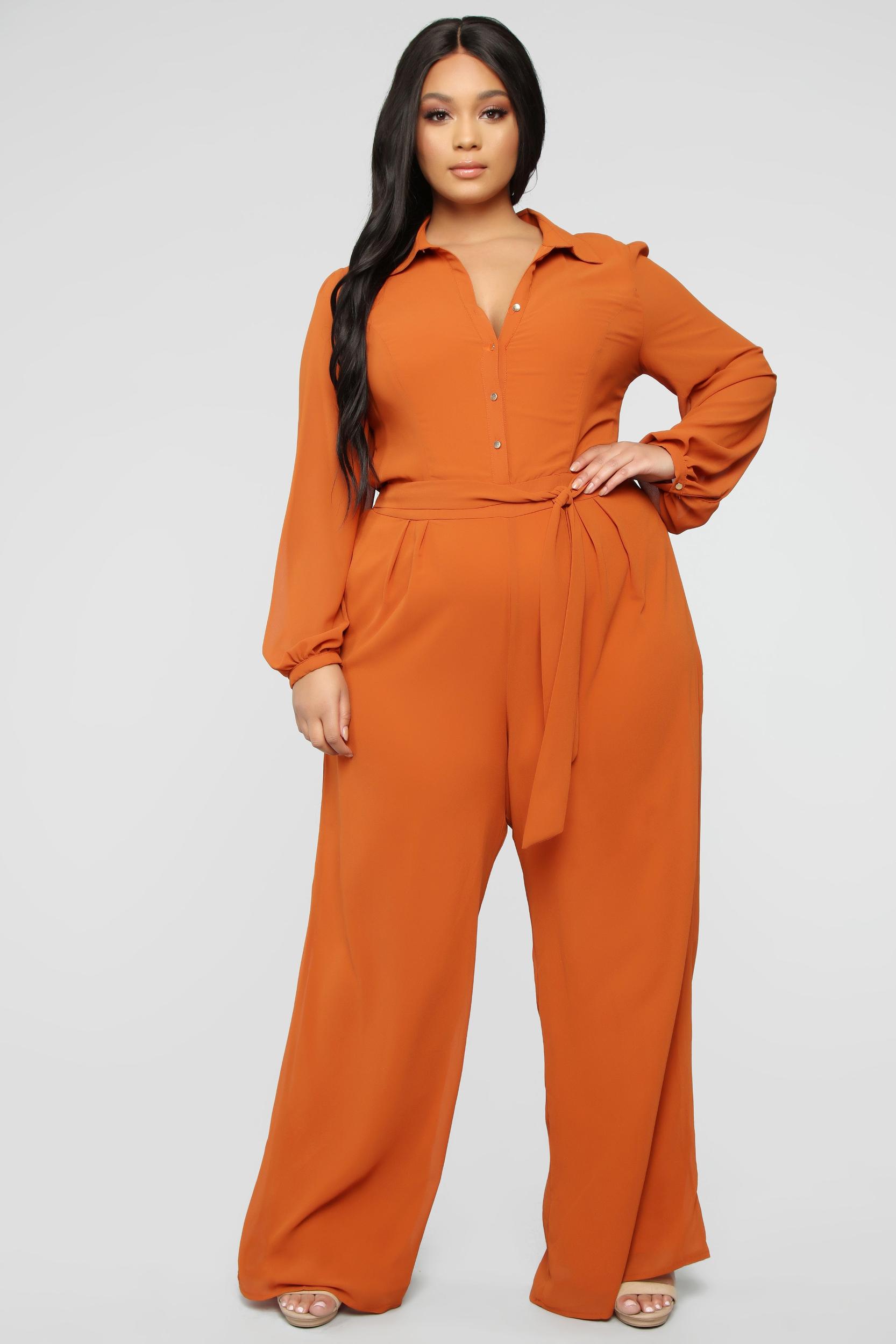 Like Me Better Jumpsuit - Cognac Product Image