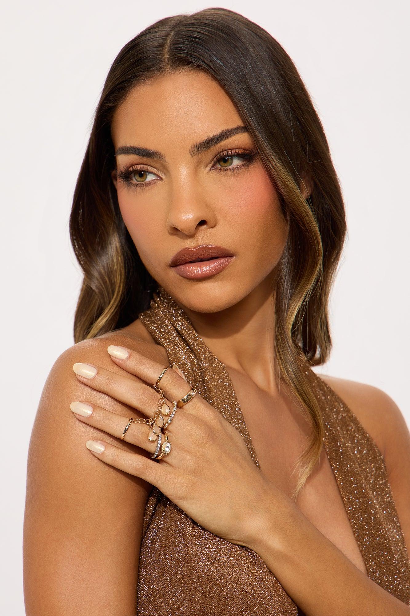 Desert Vibes Jeweled 5 Piece Ring Set - Gold Female Product Image