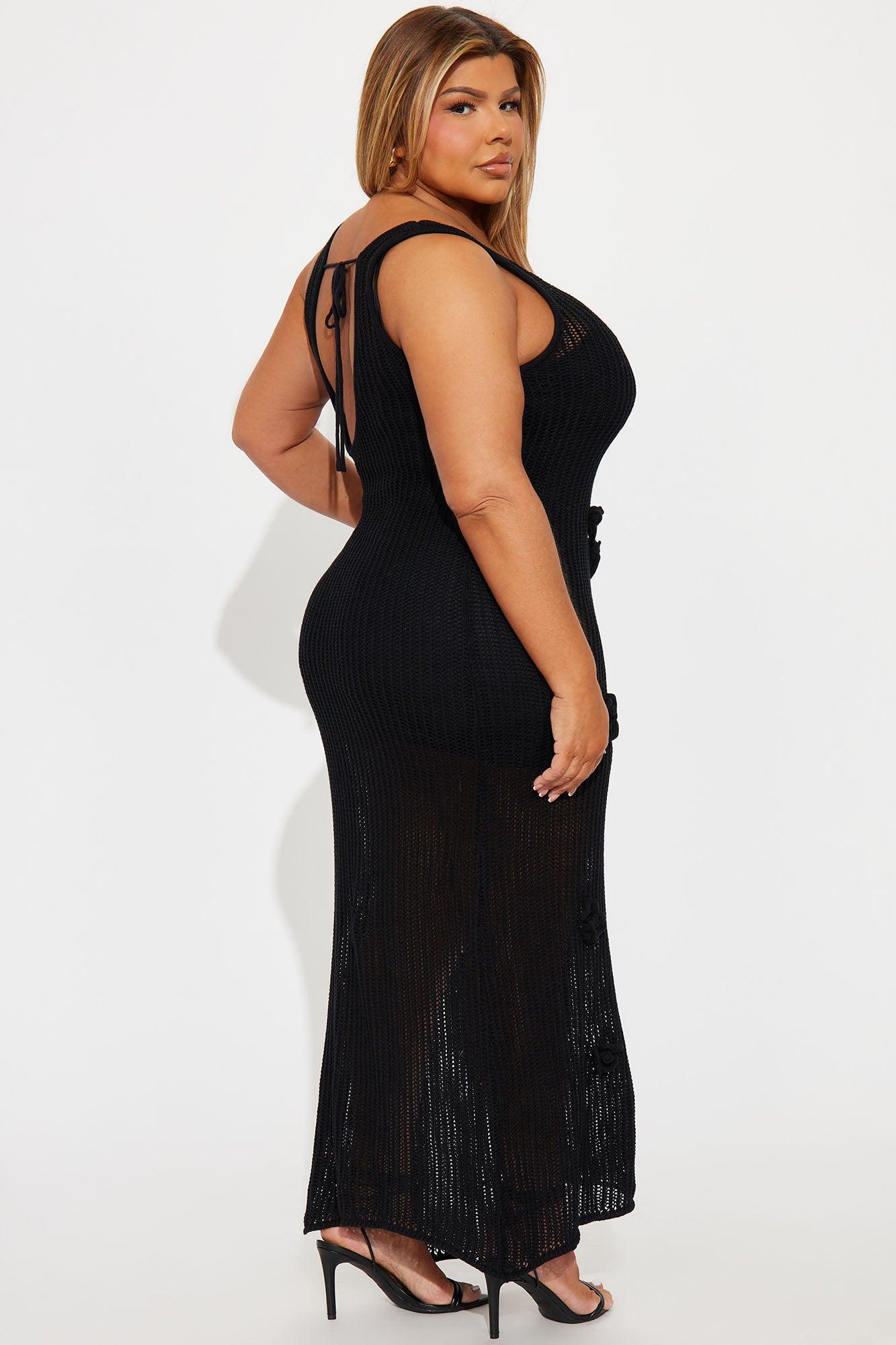 Maya Crochet Maxi Dress - Black Product Image