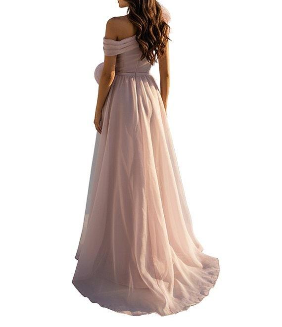 Terani Couture Mikado Organza 3D Rosette One Shoulder A-Line Gown Product Image
