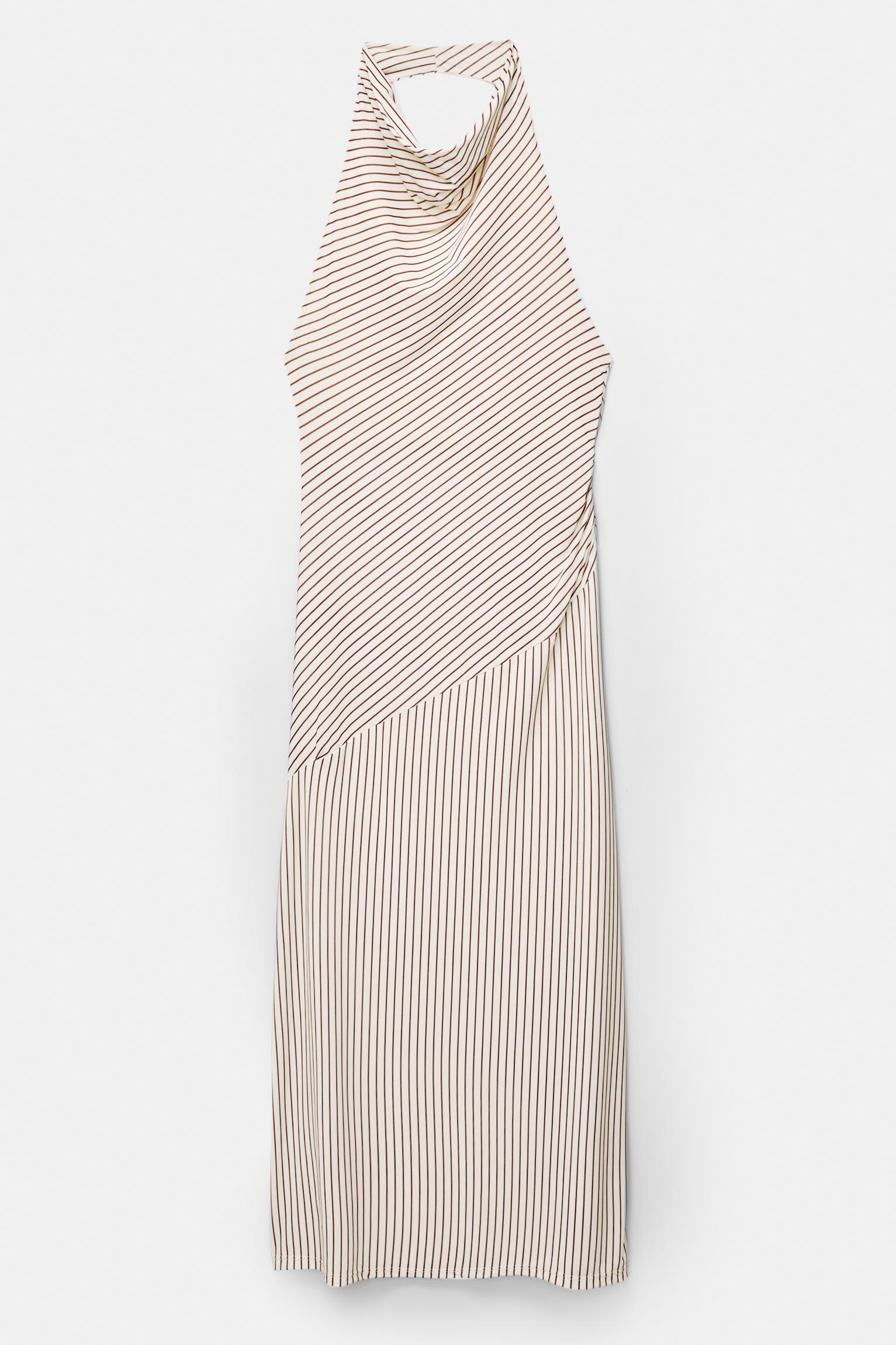 Striped halter neck midi dress Product Image