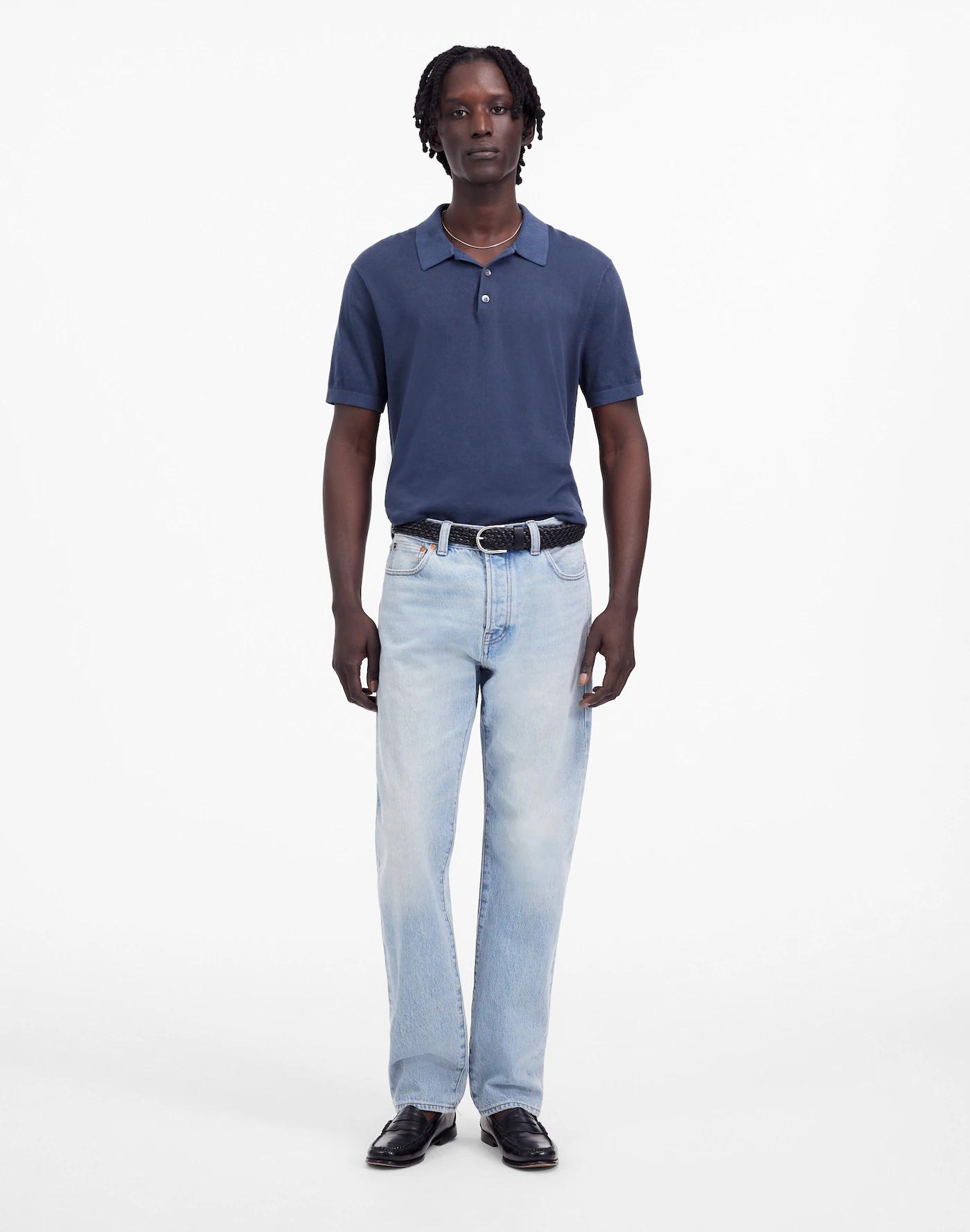 Three-Button Sweater Polo Shirt Product Image