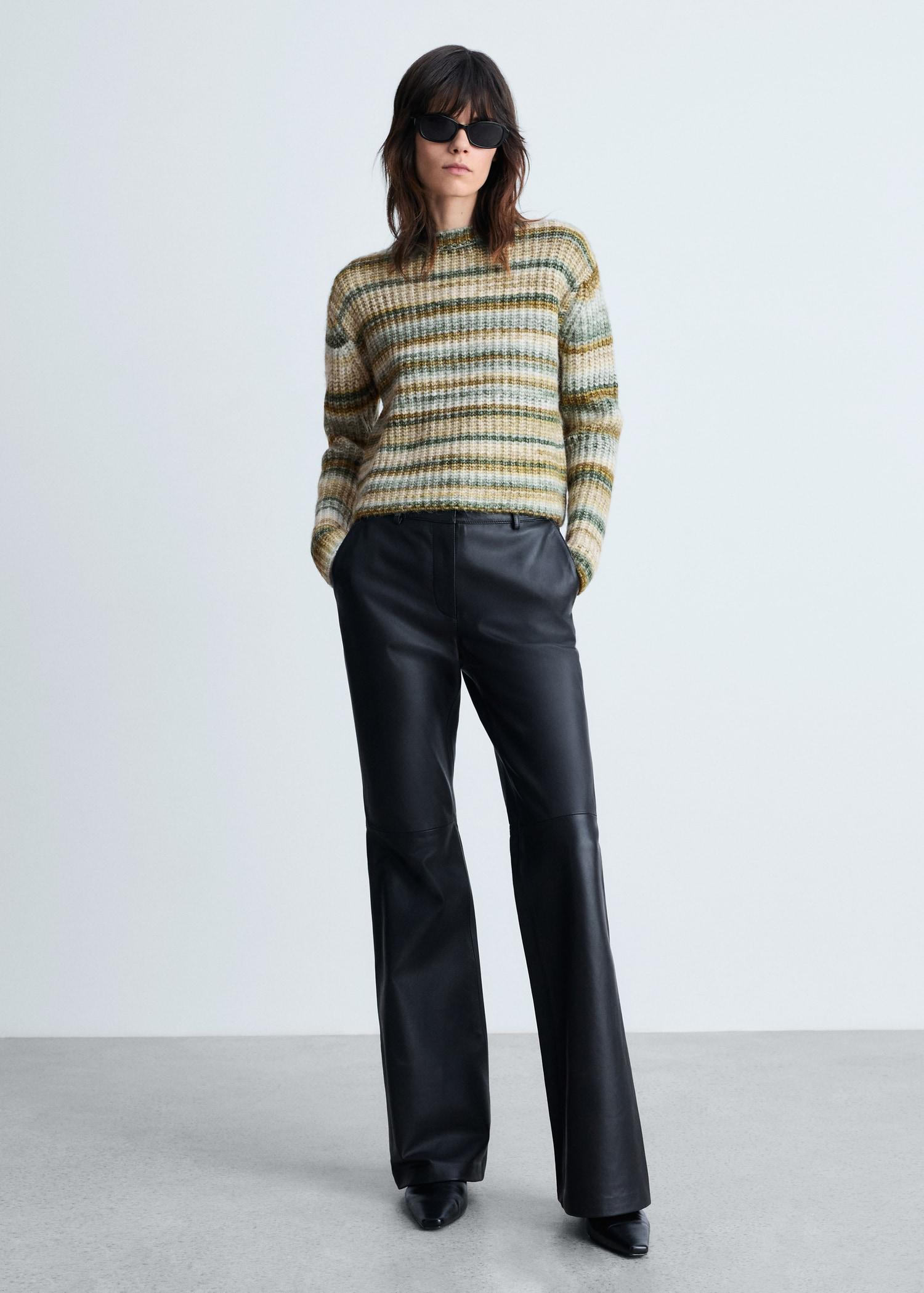 Round-neck striped sweater - Women | MANGO USA Product Image