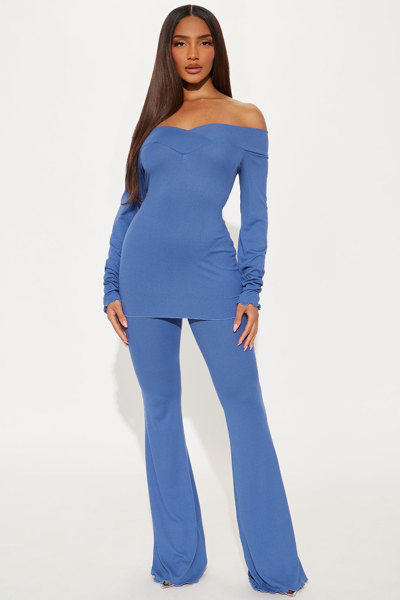 Stassi Off Shoulder Pant Set - Denim Product Image