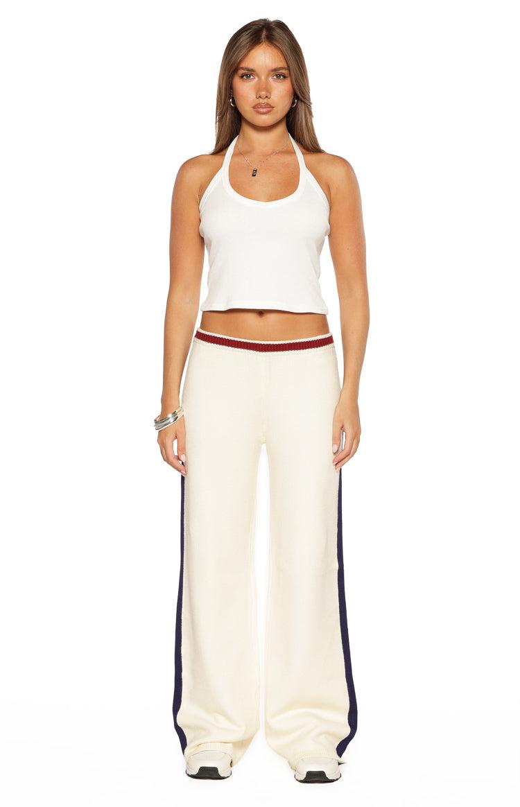 Luna Cream Knit Jacquard Track Pants Product Image