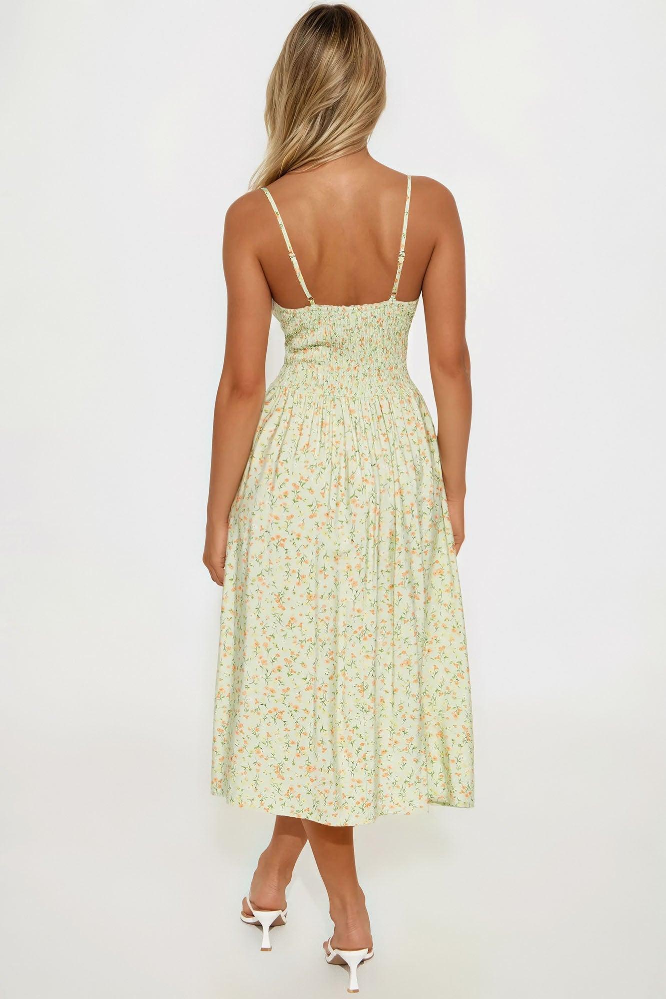Ditsy Daisy Floral Midi Dress - Sage/combo Product Image