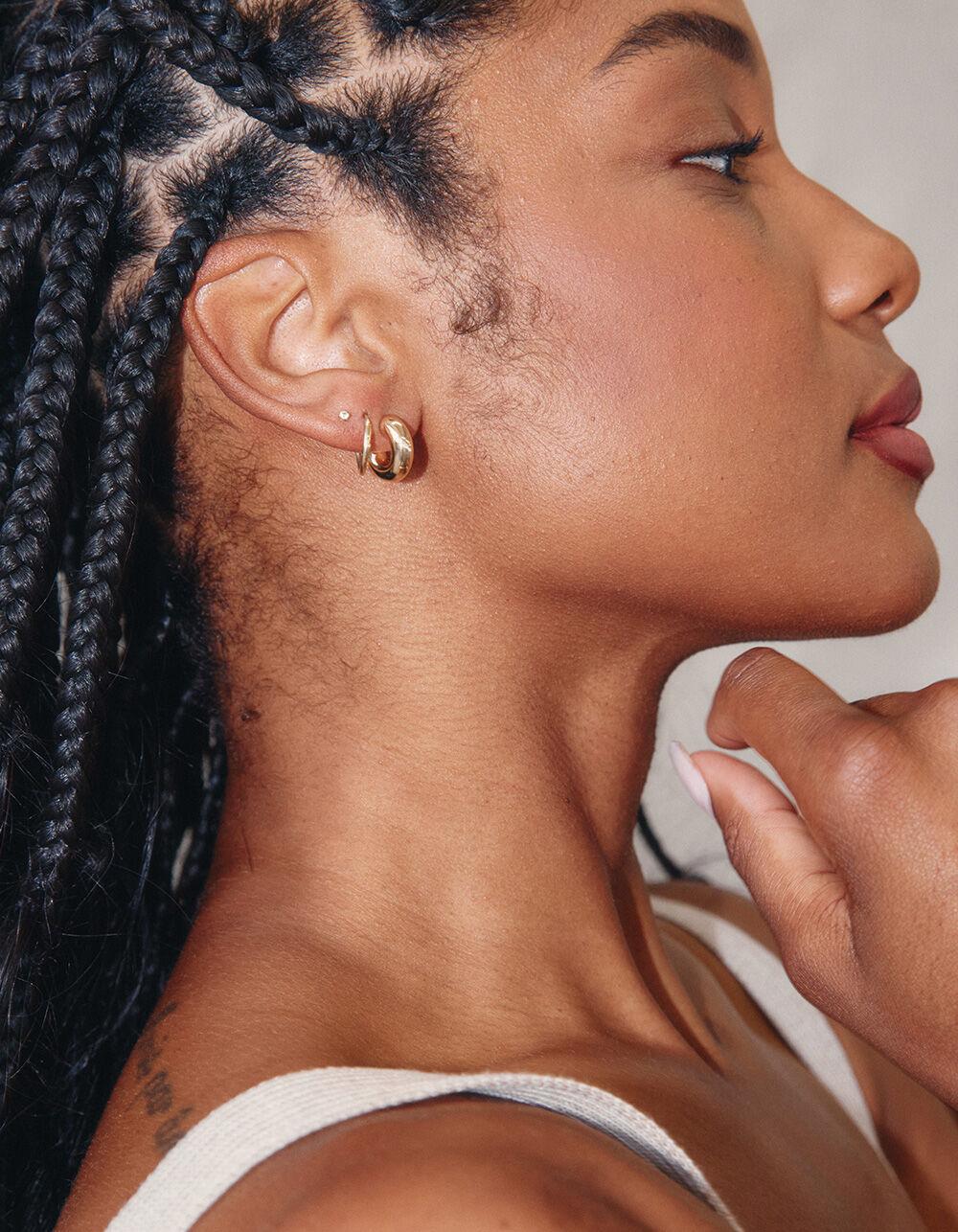 DO EVERYTHING IN LOVE 14K Gold Dipped Post Hoop Earrings - GOLD Product Image