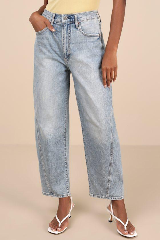 Westward Light Wash High-Rise Barrel Jeans Product Image