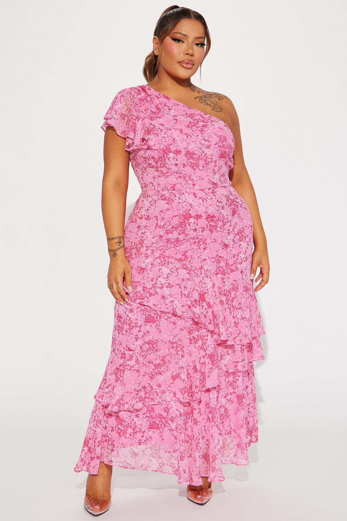 Roses Are Red Chiffon Maxi Dress - Fuchsia Product Image