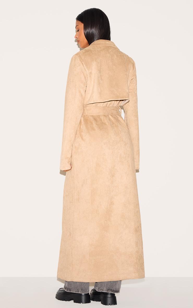 Tall Stone Faux Suede Belted Maxi Trench Coat Product Image