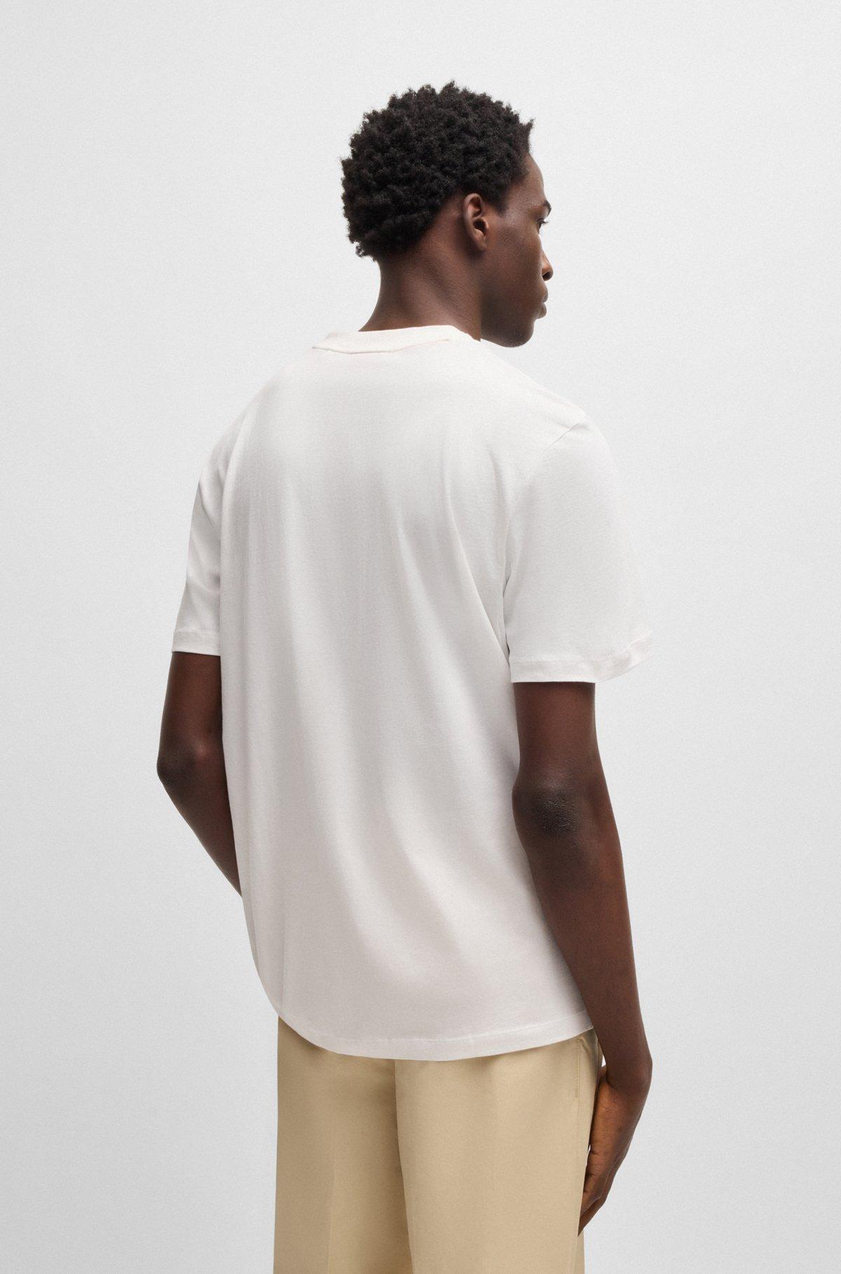 Cotton-jersey T-shirt with geometric logo embroidery Product Image