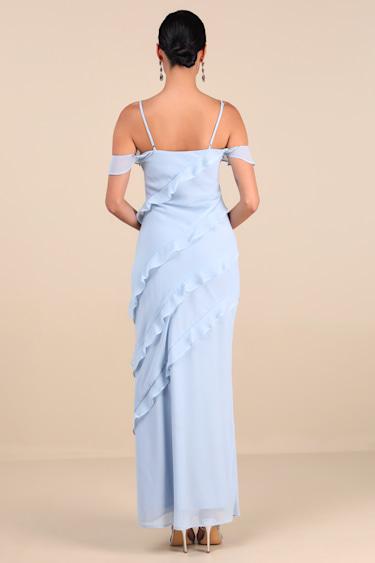 Elara Light Blue Ruffled Maxi Dress Product Image