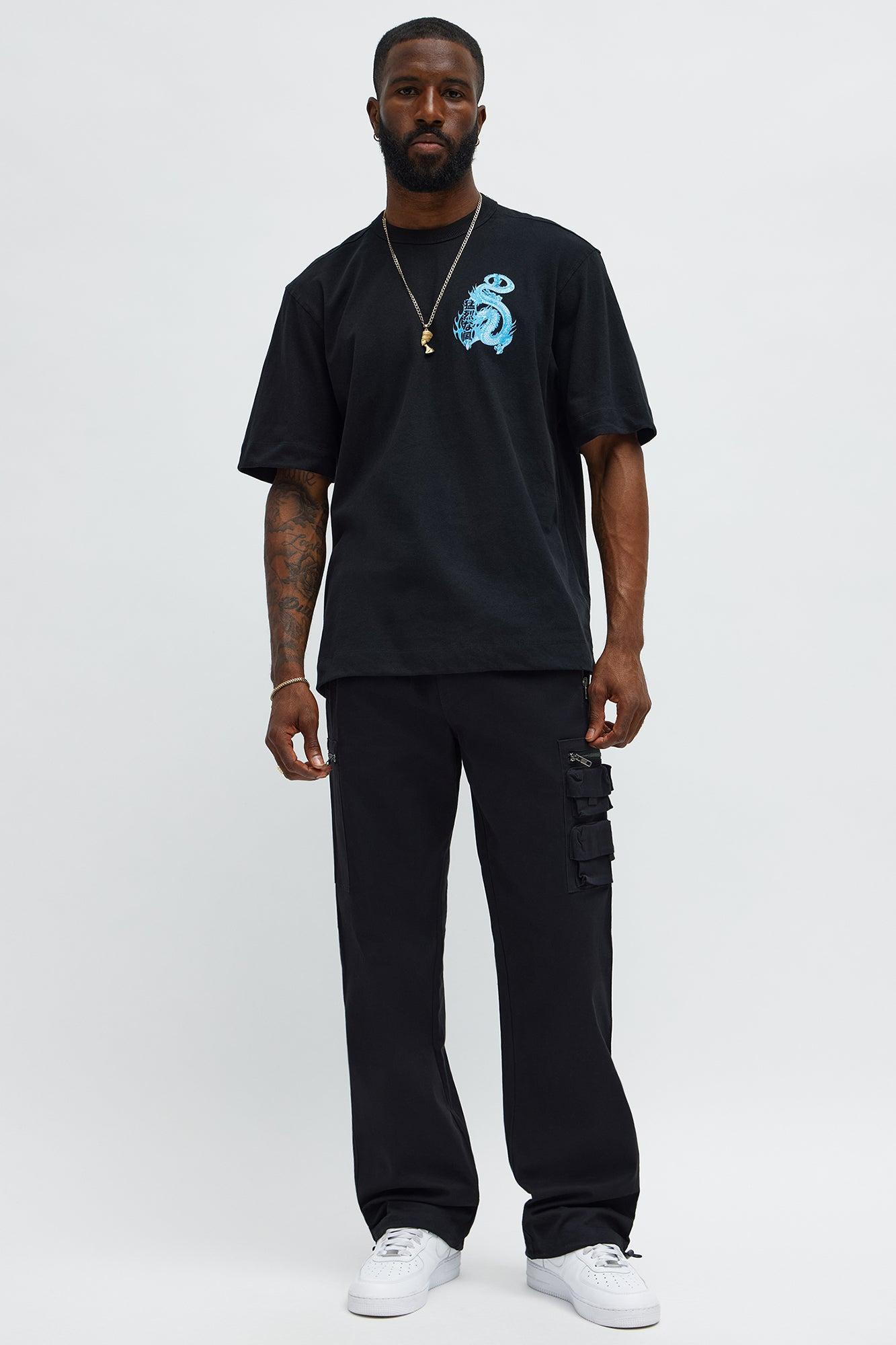 Dragon Style Oversized Short Sleeve Tee - Black Wash Male Product Image