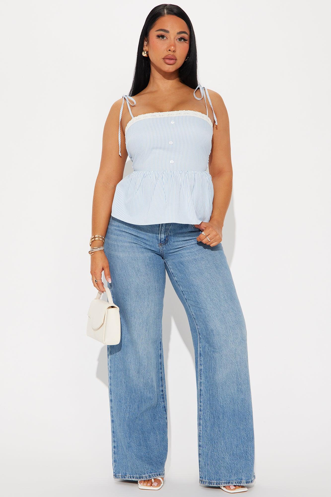 Stroll Through The Garden Striped Top - Blue/combo Product Image