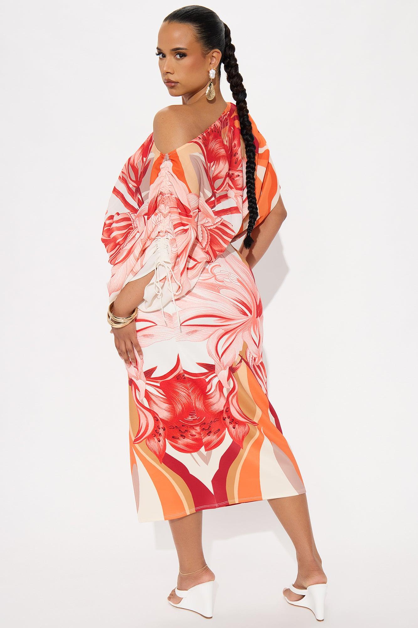 Floral Destination Midi Skirt Set - Red/combo Female Product Image