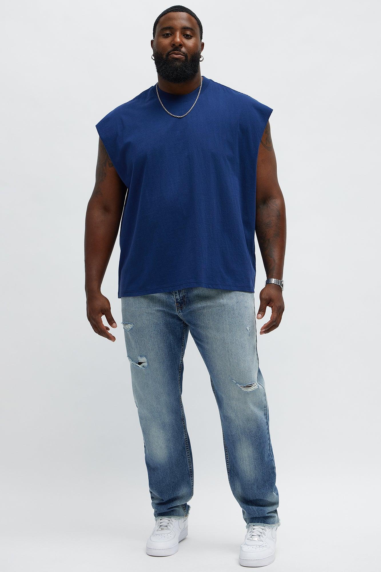 Relaxed Heavyweight Muscle Tee - Navy Male Product Image