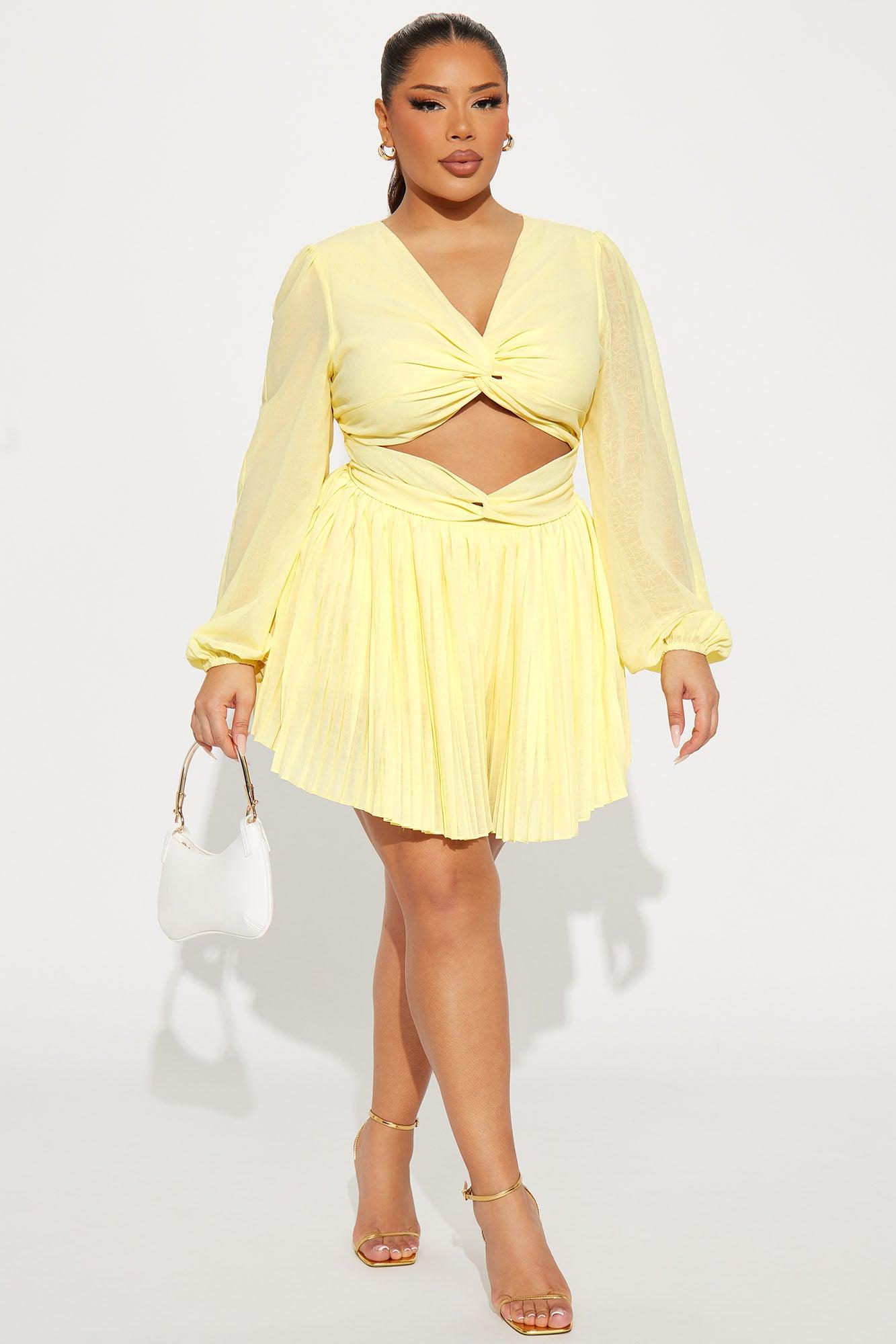 Not Today Pleated Romper - Butter Yellow Product Image