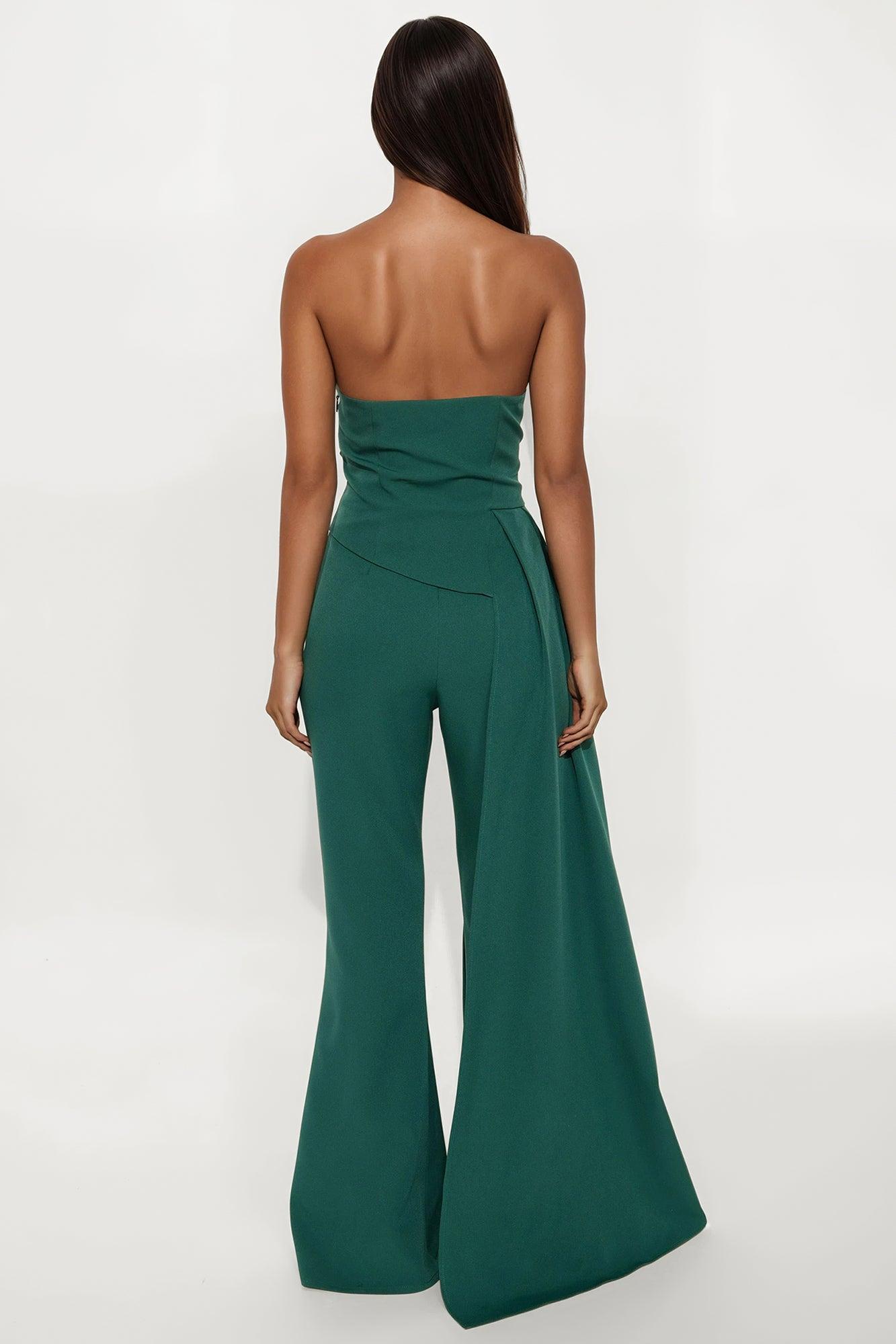 Belinda Draped Flare Leg Jumpsuit - Hunter Female Product Image