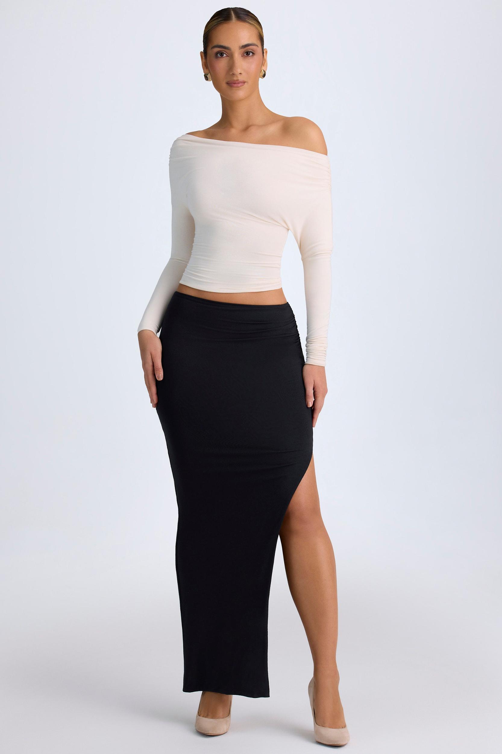 Modal One-Shoulder Ruched Top in Ivory Product Image