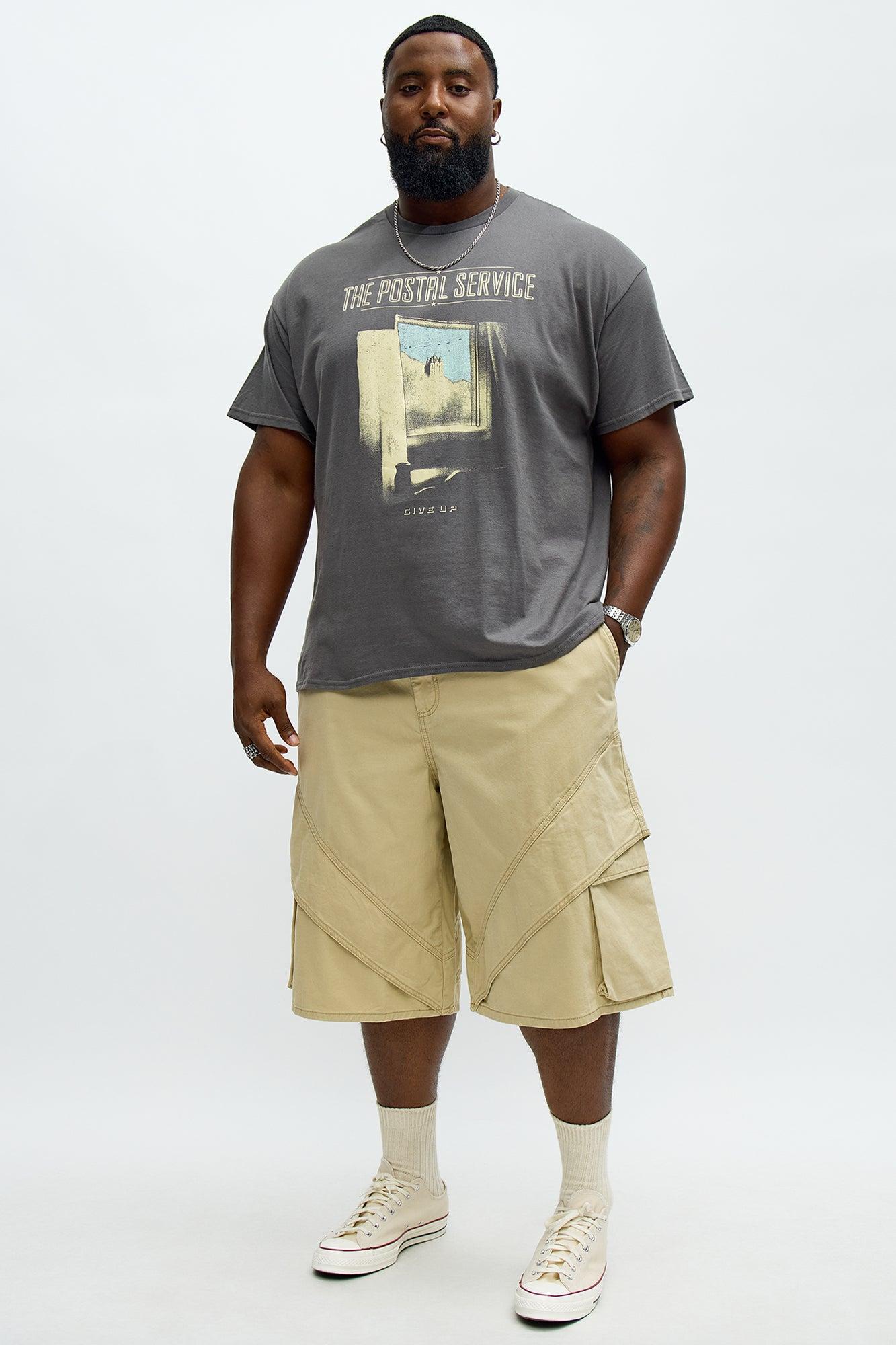 Baggy Hidden Lines Cargo Shorts - Tan Male Product Image