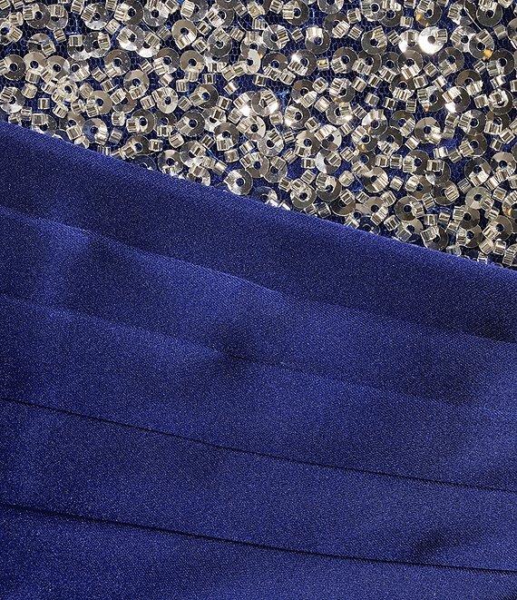 Blondie Nites Sateen Embellished Side Sash Front Slit Gown Product Image