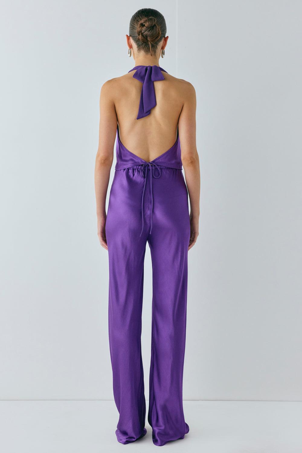 Rae Satin Pants Violet Product Image