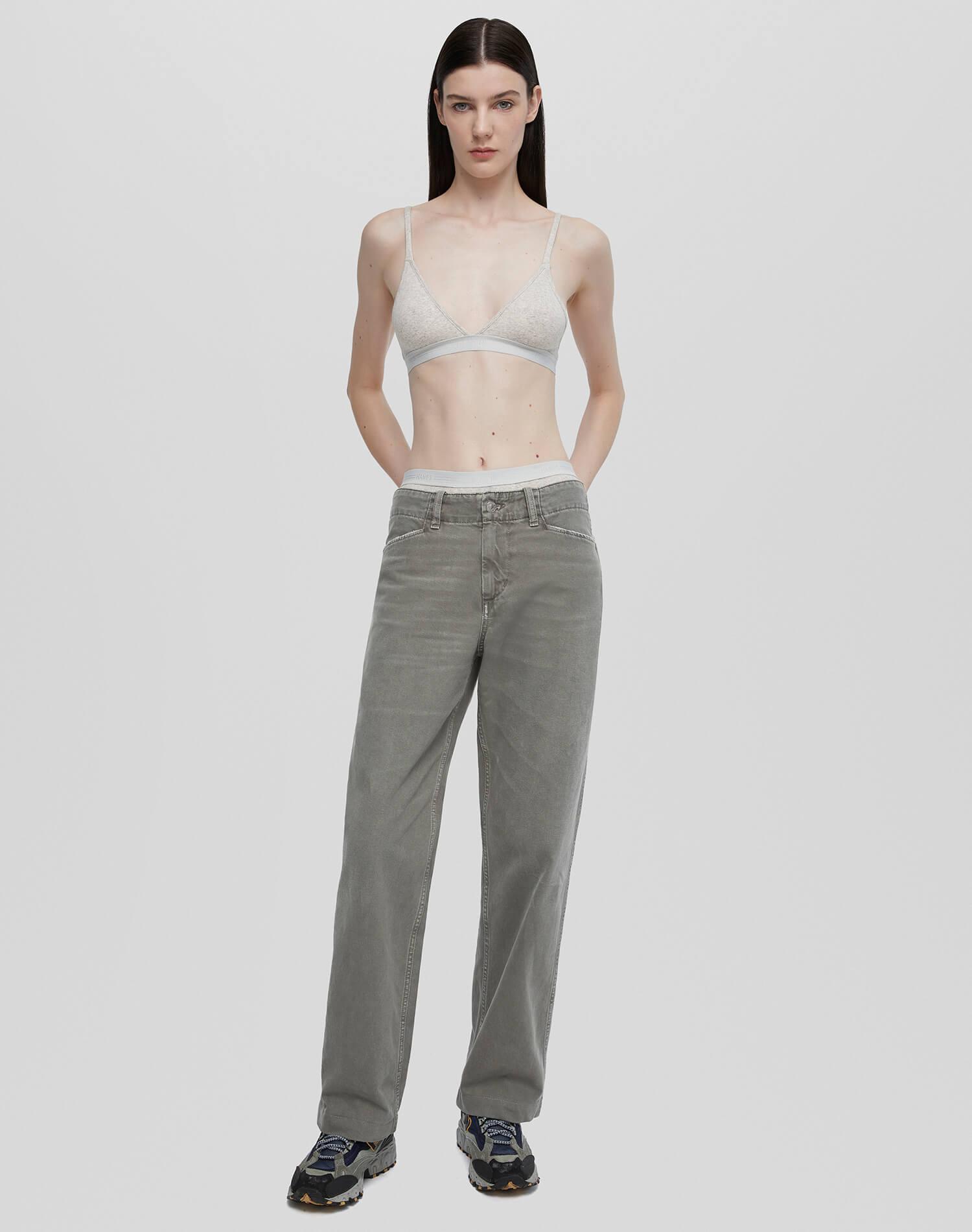Hanes Ribbed Triangle Bra - Heather Grey Product Image