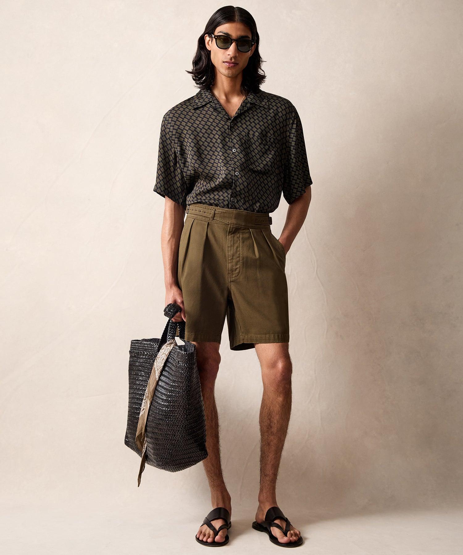 Relaxed Camp Collar Shirt in Navy Geo Product Image