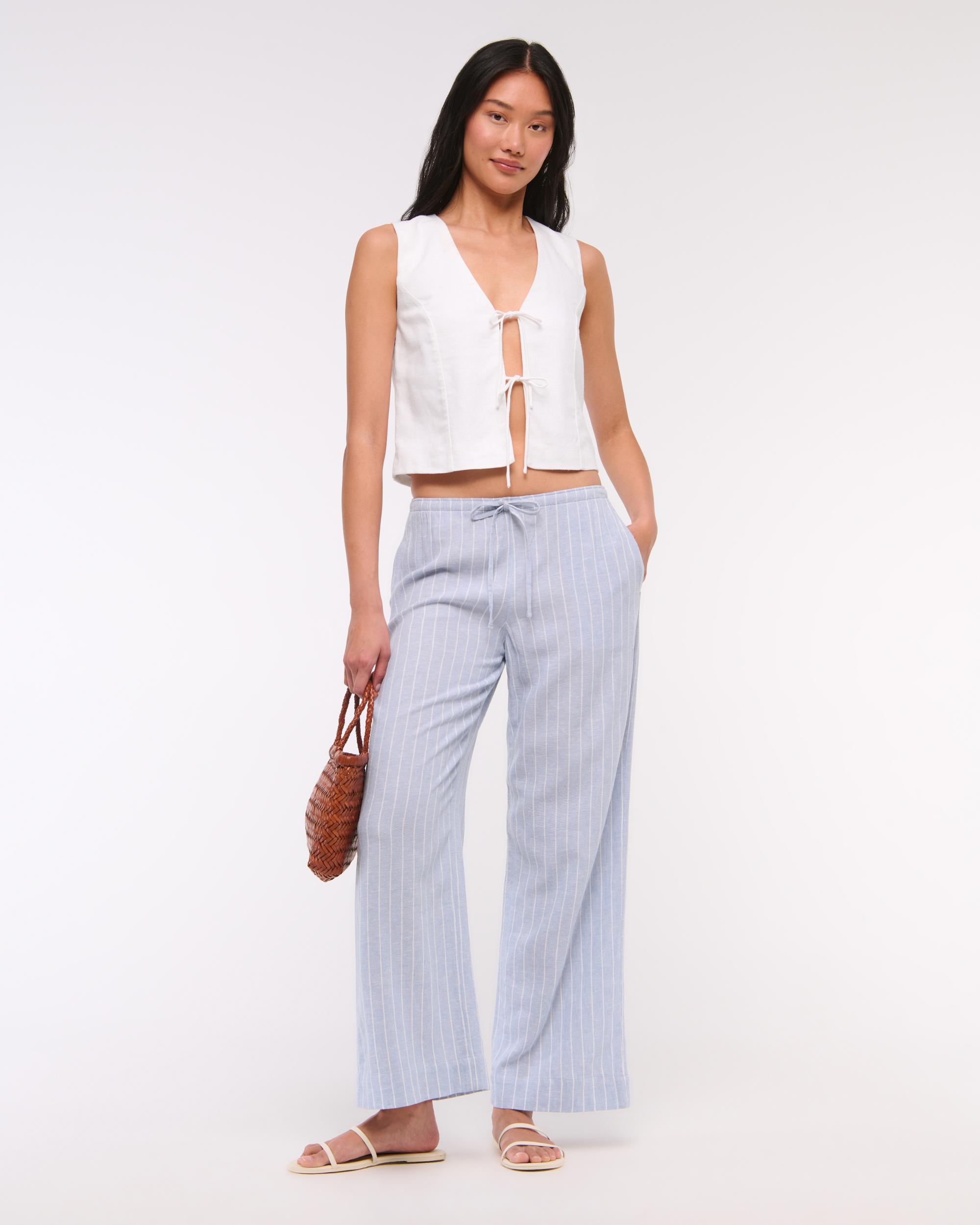 Tie-Front Linen-Blend Vest Product Image