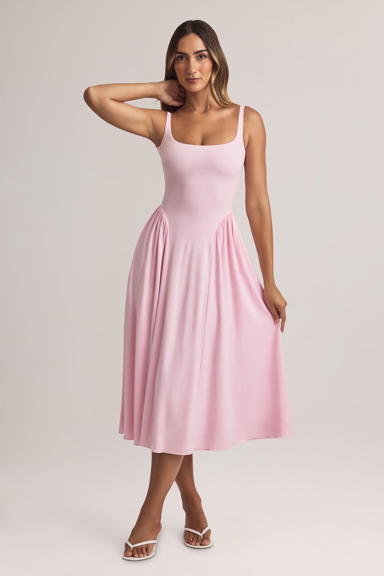 Modal A-Line Midaxi Dress in Pastel Pink Product Image
