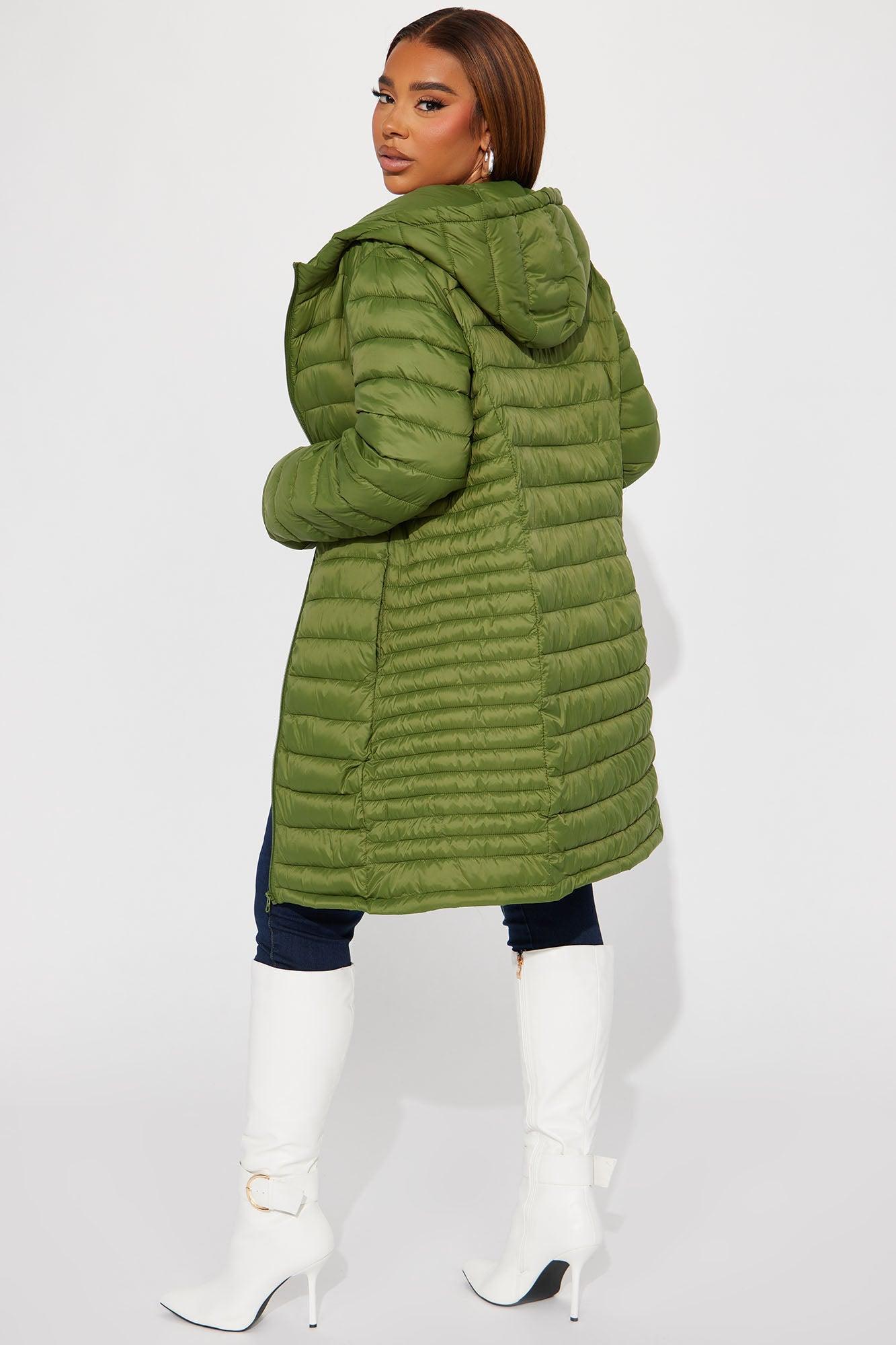 Padded Landing Puffer Coat - Olive Product Image