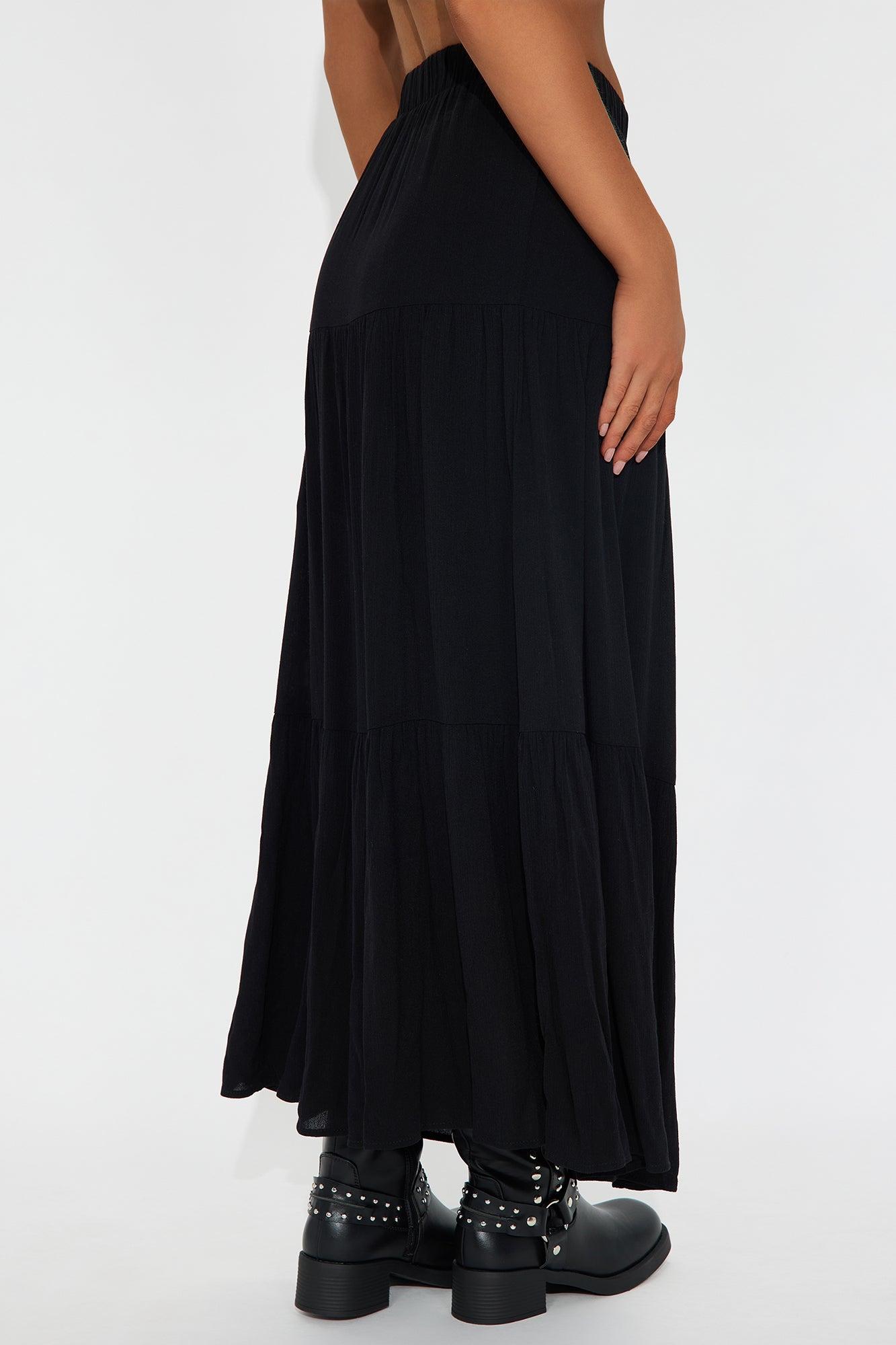 Julia Tiered Gauze Maxi Skirt - Black Product Image
