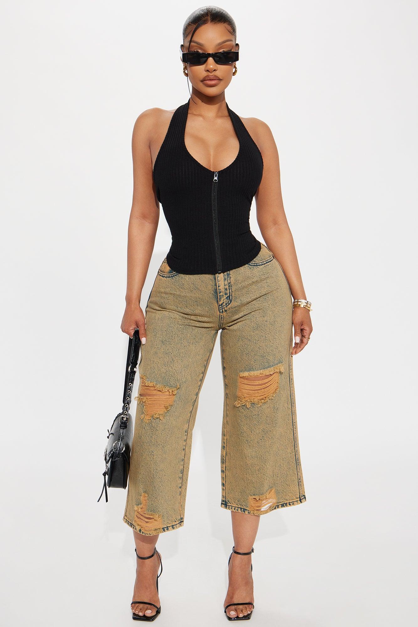 Jessi Ribbed Halter Top - Black Female Product Image