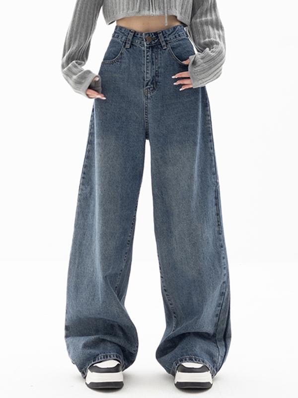 Dark Wash Vintage Baggy Boyfriend Jeans Product Image